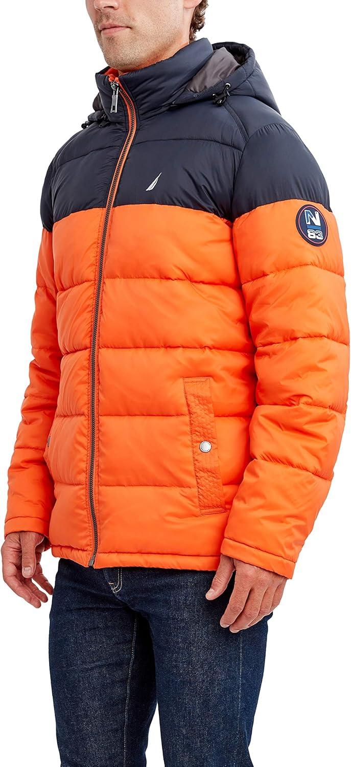 imageNautica Mens Water Resistant Nylon Puffer JacketRustic Sunset