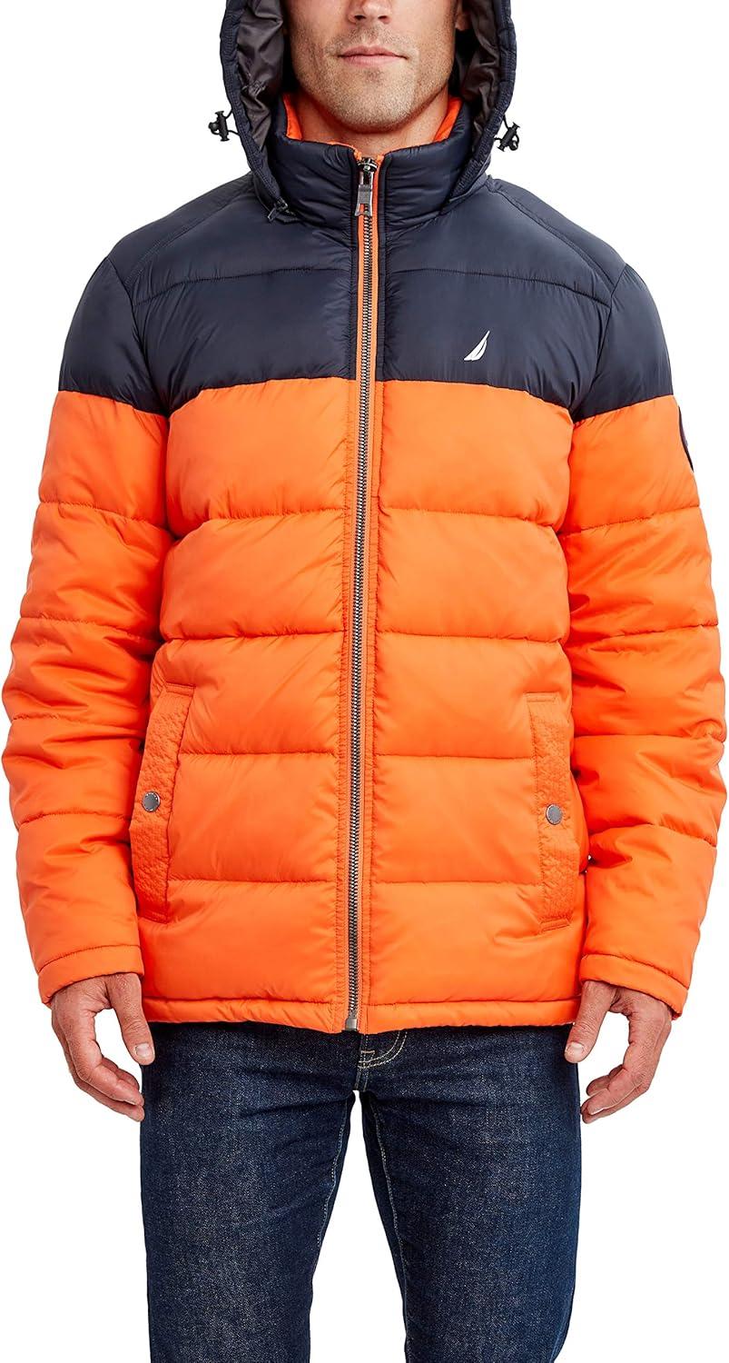 imageNautica Mens Water Resistant Nylon Puffer JacketRustic Sunset
