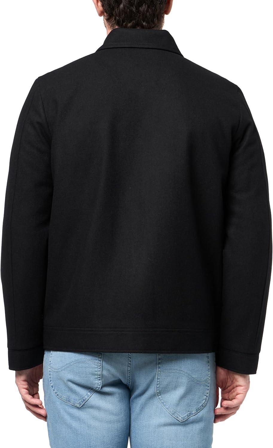 imageNautica Mens Wool Jacket Diamond Quilted Lining Polyfill Insulation Snap amp Zip ClosureBlack