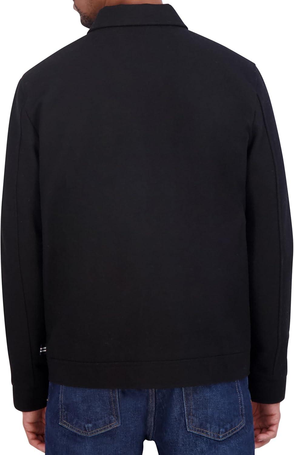 imageNautica Mens Wool Jacket Diamond Quilted Lining Polyfill Insulation Snap amp Zip ClosureBlack
