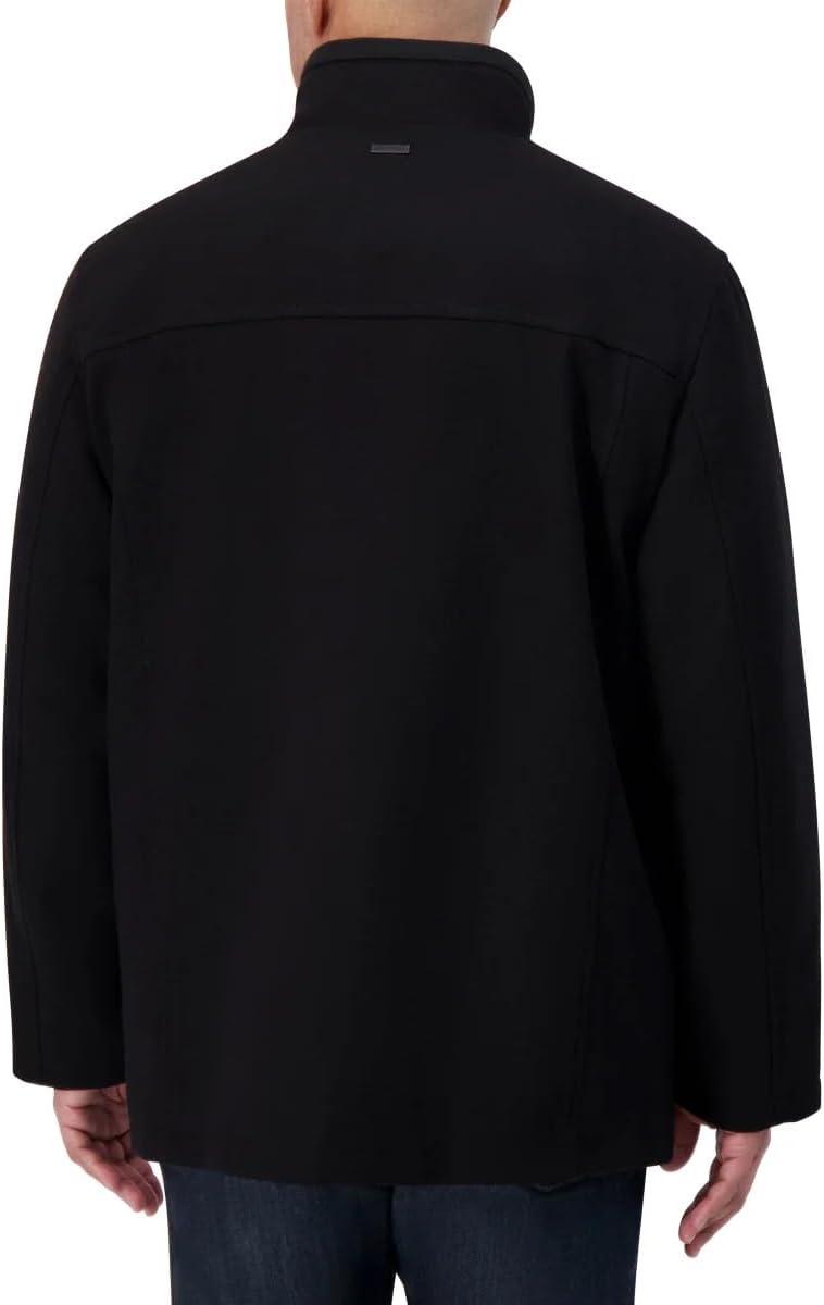 imageNautica Mens Wool Jacket Diamond Quilted Lining Polyfill Insulation Snap amp Zip ClosureOnyx