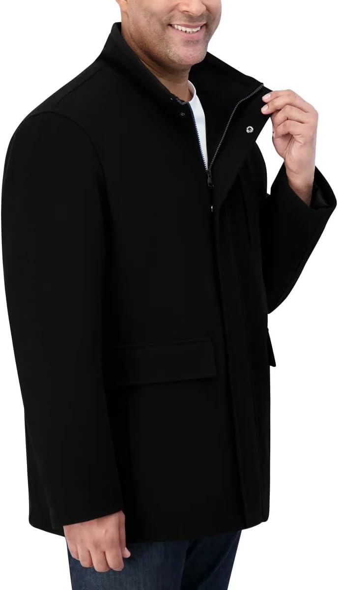 imageNautica Mens Wool Jacket Diamond Quilted Lining Polyfill Insulation Snap amp Zip ClosureOnyx