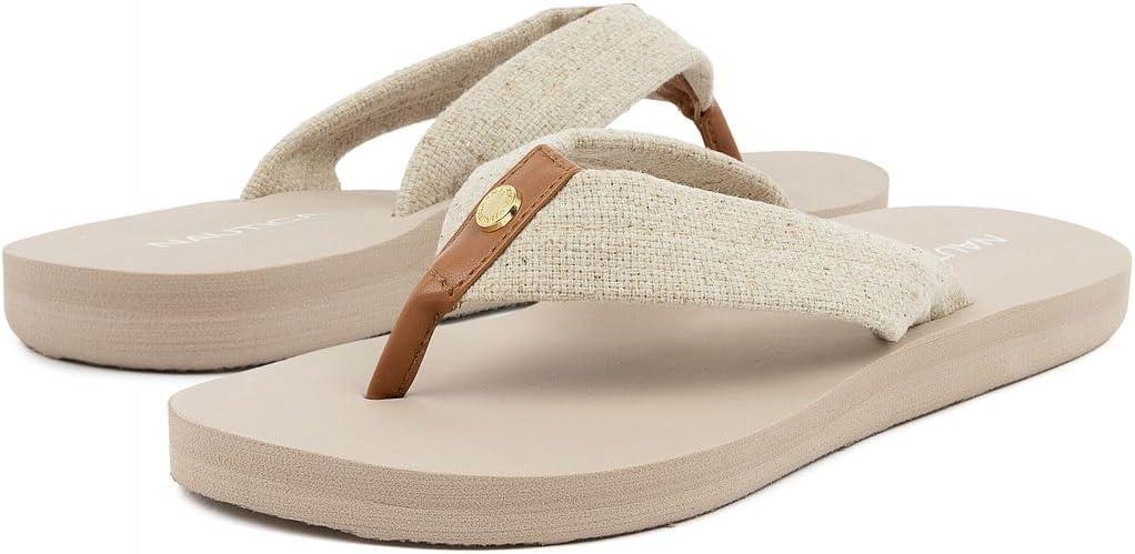 imageNautica Womens Casual Thong FlipFlop SandalsNaturaldune
