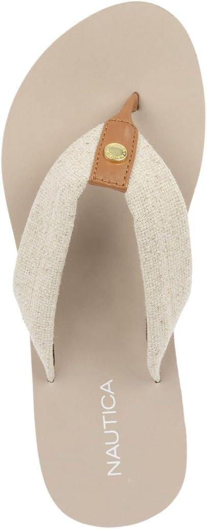 imageNautica Womens Casual Thong FlipFlop SandalsNaturaldune