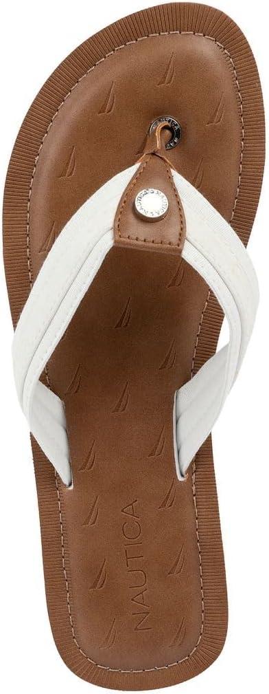 imageNautica Womens Casual Thong FlipFlop SandalsWhite