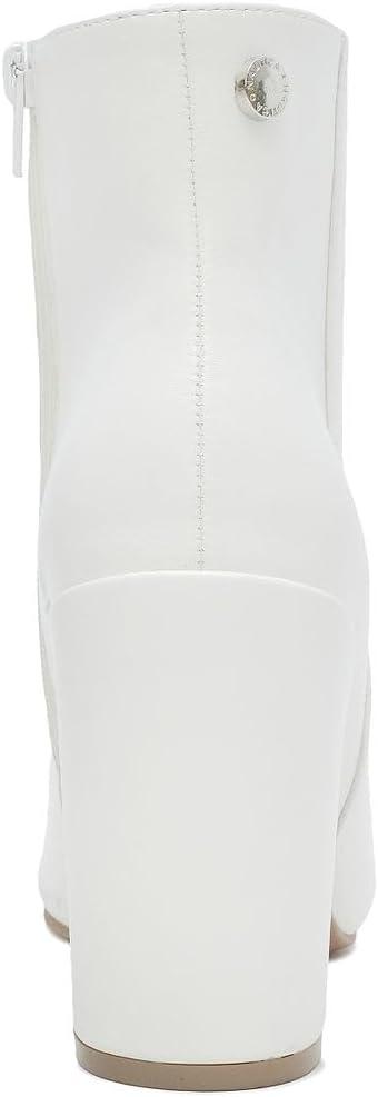 imageNautica Womens Heeled Ankle Bootie with Pointed Toe Block Heel and Side Zipper for Winter YevaWhite