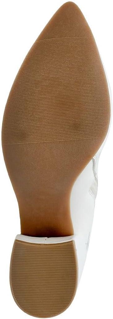imageNautica Womens Heeled Ankle Bootie with Pointed Toe Block Heel and Side Zipper for Winter YevaWhite