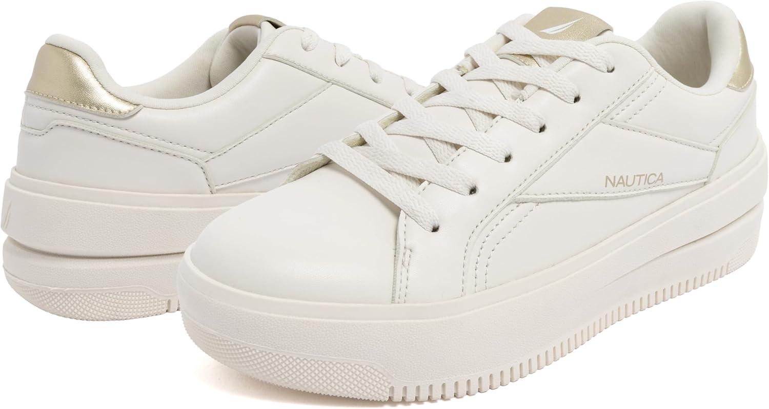 imageNautica Womens LaceUp Platform Fashion Sneakers LowTop Casual Walking amp Tennis Shoes PlatformBonesaylyn