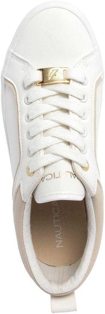 imageNautica Womens LaceUp Platform Fashion Sneakers LowTop Casual Walking amp Tennis Shoes PlatformWhite Bone Davidia