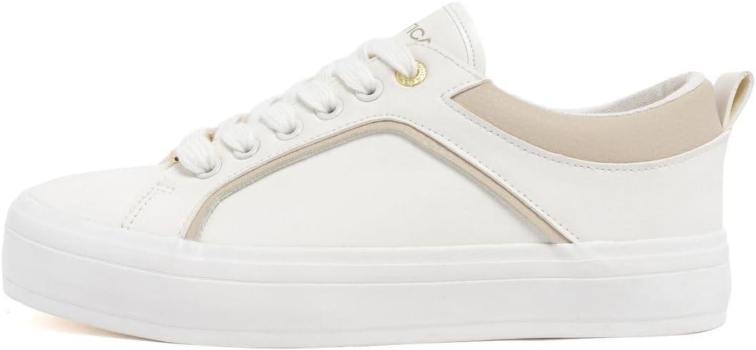 imageNautica Womens LaceUp Platform Fashion Sneakers LowTop Casual Walking amp Tennis Shoes PlatformWhite Bone Davidia