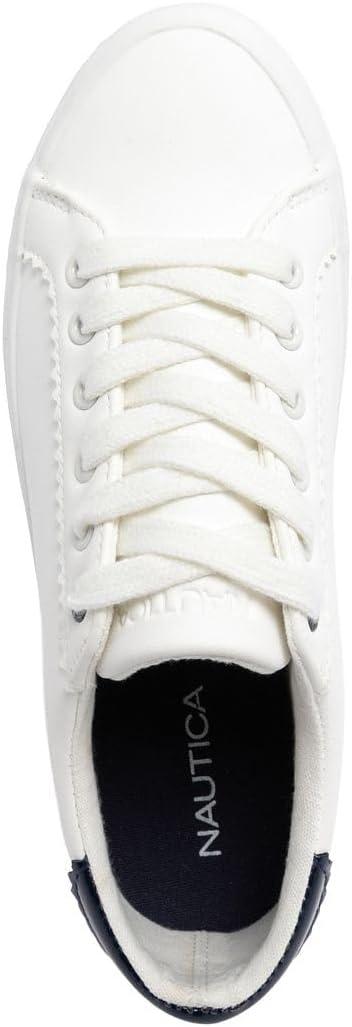 imageNautica Womens LaceUp Platform Fashion Sneakers LowTop Casual Walking amp Tennis Shoes PlatformWhite Navy Ilex