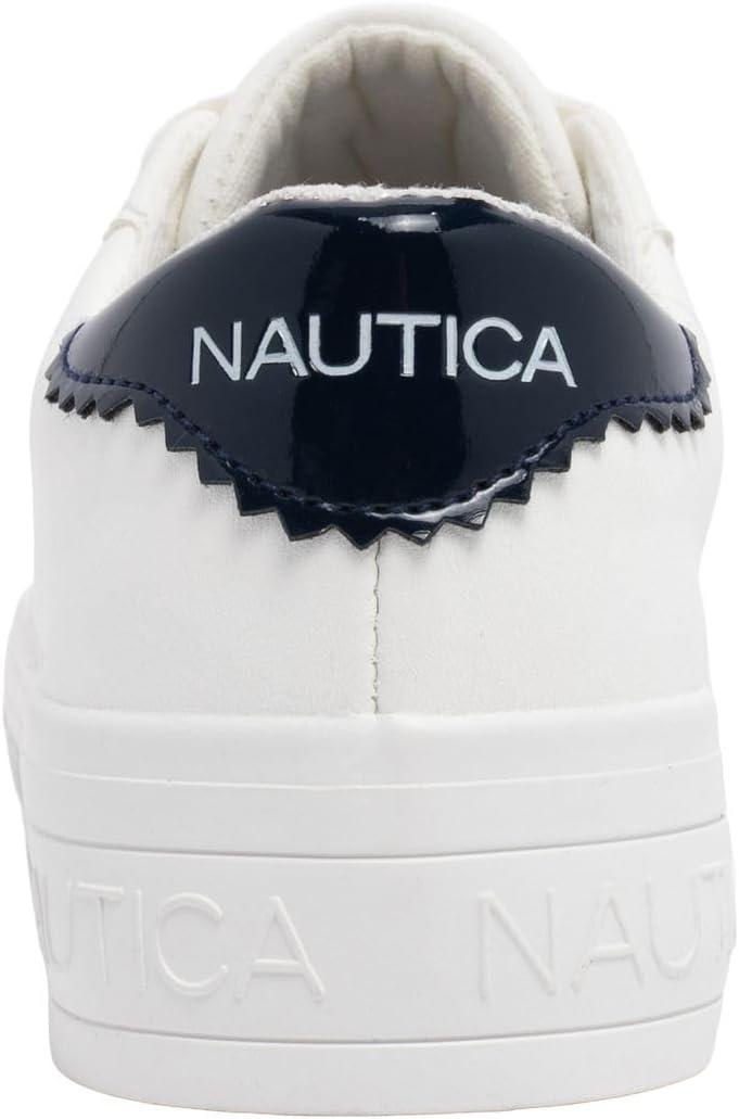 imageNautica Womens LaceUp Platform Fashion Sneakers LowTop Casual Walking amp Tennis Shoes PlatformWhite Navy Ilex