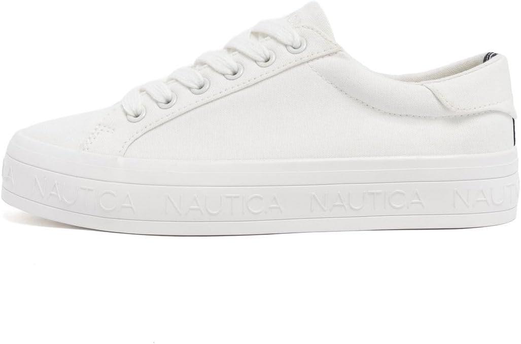 imageNautica Womens LaceUp Platform Fashion Sneakers LowTop Casual Walking amp Tennis Shoes PlatformWhite Sunshine