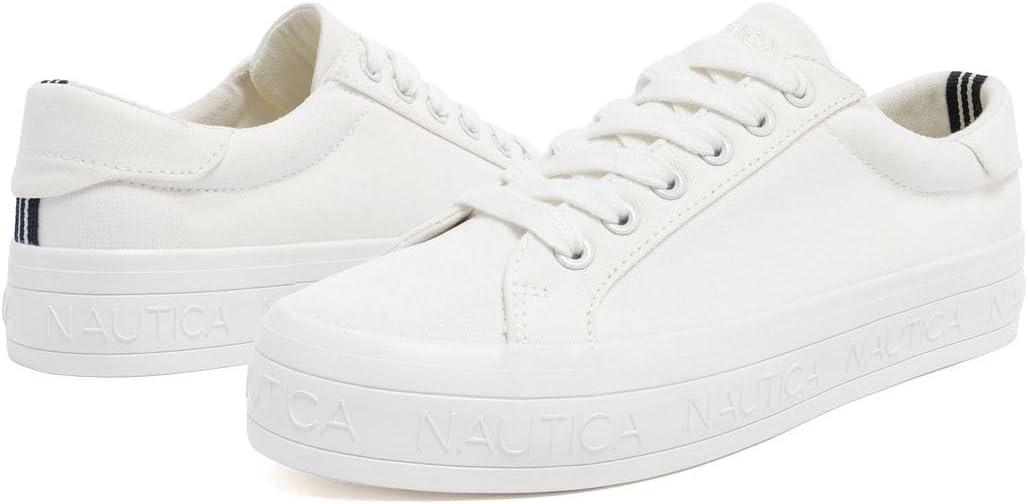 imageNautica Womens LaceUp Platform Fashion Sneakers LowTop Casual Walking amp Tennis Shoes PlatformWhite Sunshine