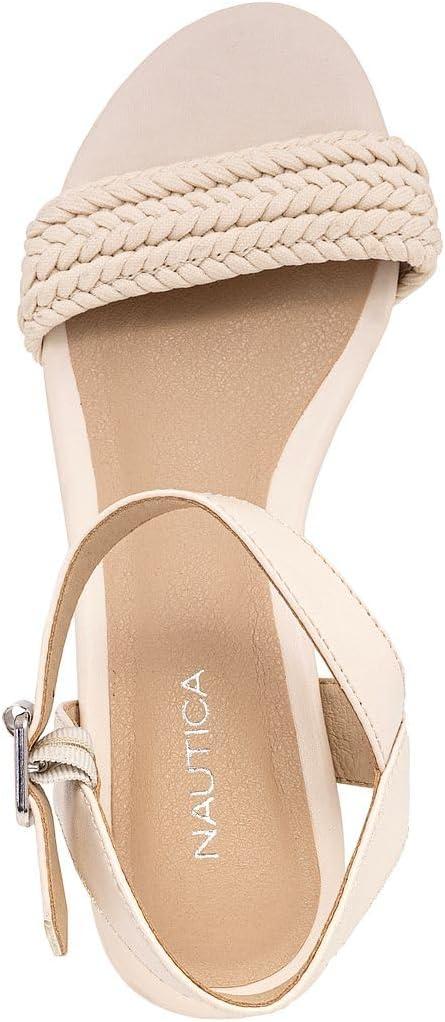 imageNautica Womens Platform Wedge Sandals Fashion Ankle Strap Lightweight Cushioned Casual Beach Sandal Lightweight amp ComfortableCream