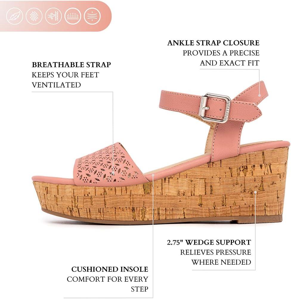 imageNautica Womens Platform Wedge Sandals Fashion Ankle Strap Lightweight Cushioned Casual Beach Sandal Lightweight amp ComfortableMauve