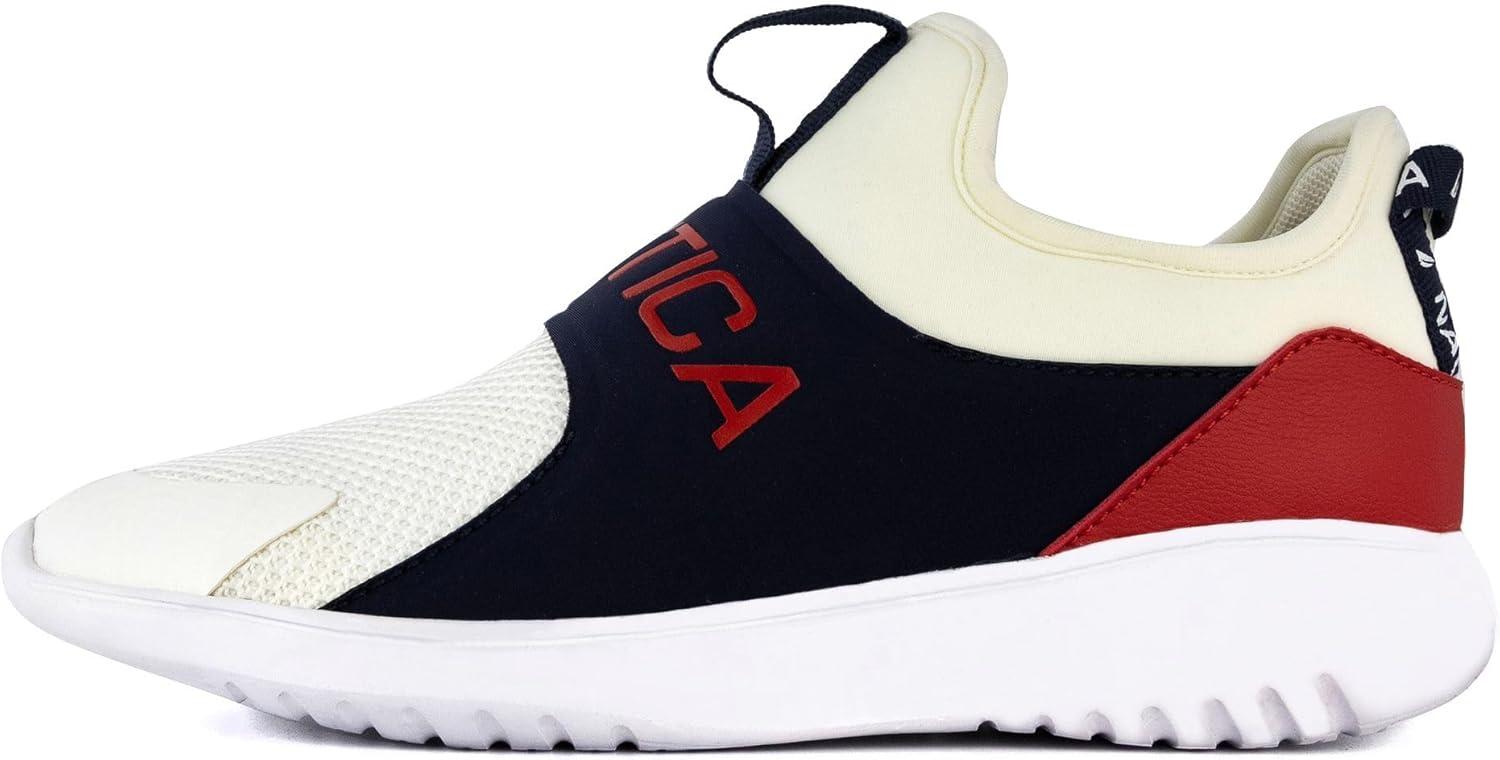 imageNautica Womens SlipOn Sneakers Comfortable Running Shoes Stylish amp Easy to Wear Perfect for Everyday WearSaffronred White Blue