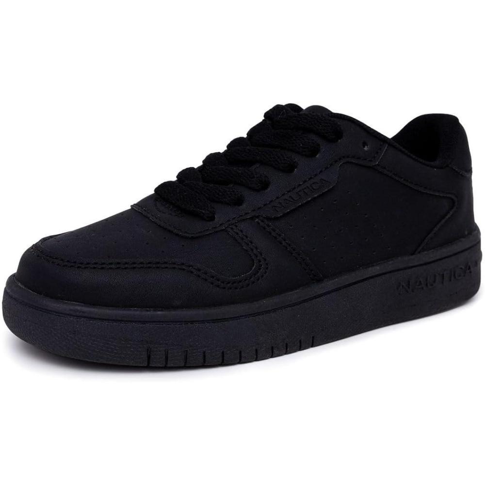 imageNautica Boys LowTop Sneakers Basketball Tennis Shoes for Kids Outdoor School Running Shoes Sizes for Big KidLittle KidBlack Monochrome