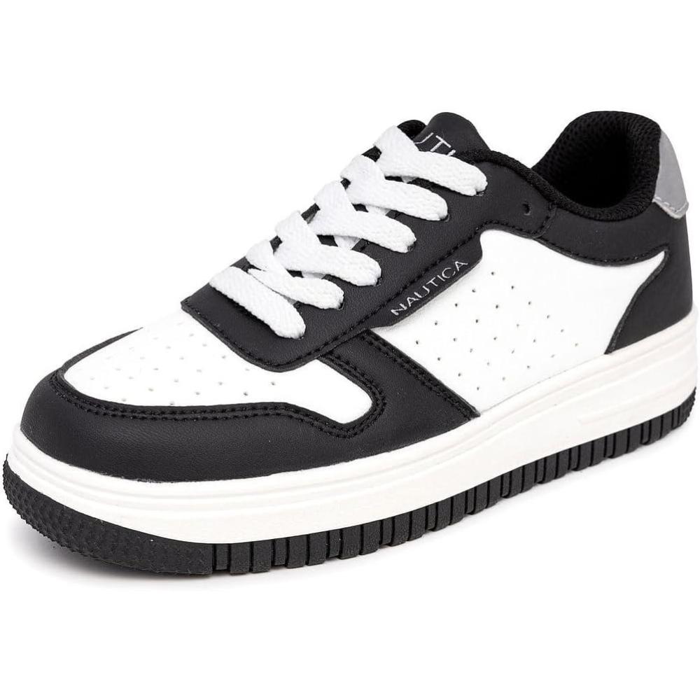 imageNautica Boys LowTop Sneakers Basketball Tennis Shoes for Kids Outdoor School Running Shoes Sizes for Big KidLittle KidBlack Silverivan