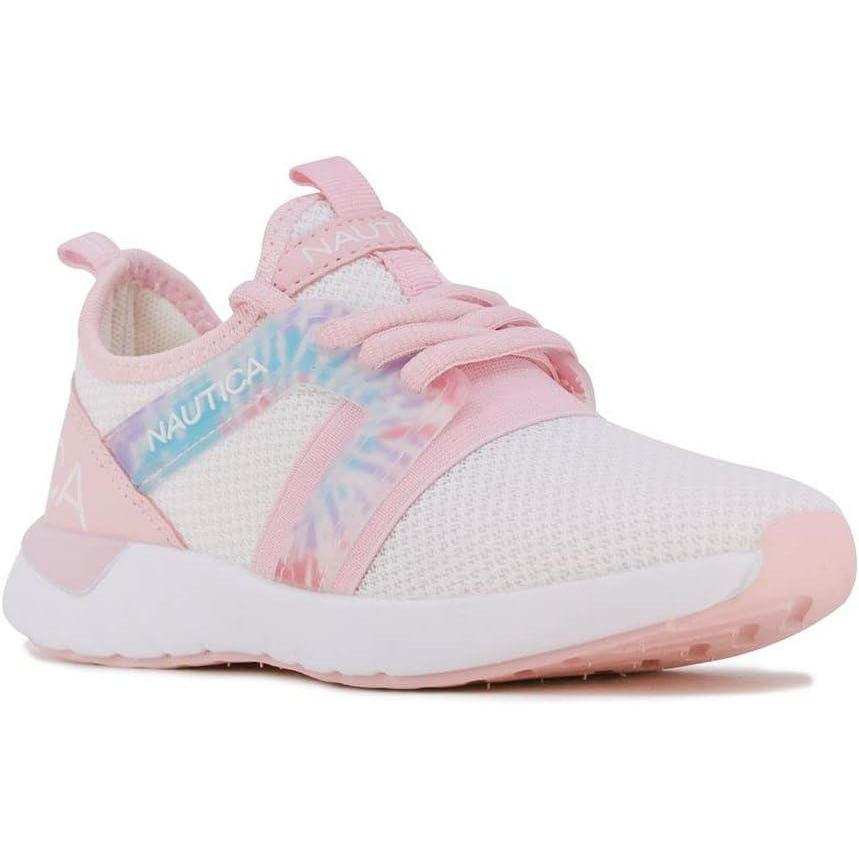 imageNautica Girls Kids Sneakers Athletic Fashion LaceUp Tennis Sports Running ShoesBig Kid Little Kid ToddlerPink White Tie Dyeparks
