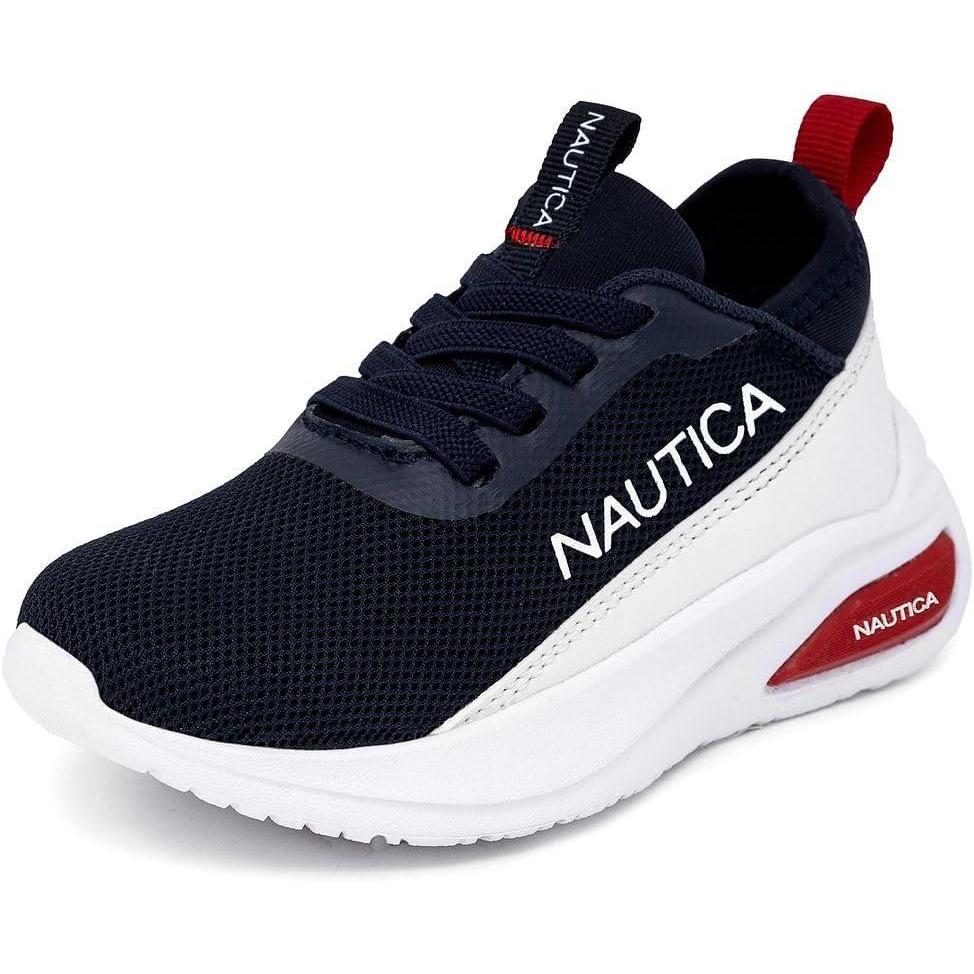 imageNautica Kids Athletic SlipOn Sneakers Comfortable Bungee Running Shoes for Boys and Girls Stylish and Supportive Footwear for Active Kids Big KidLittle KidToddlerNavy White Red