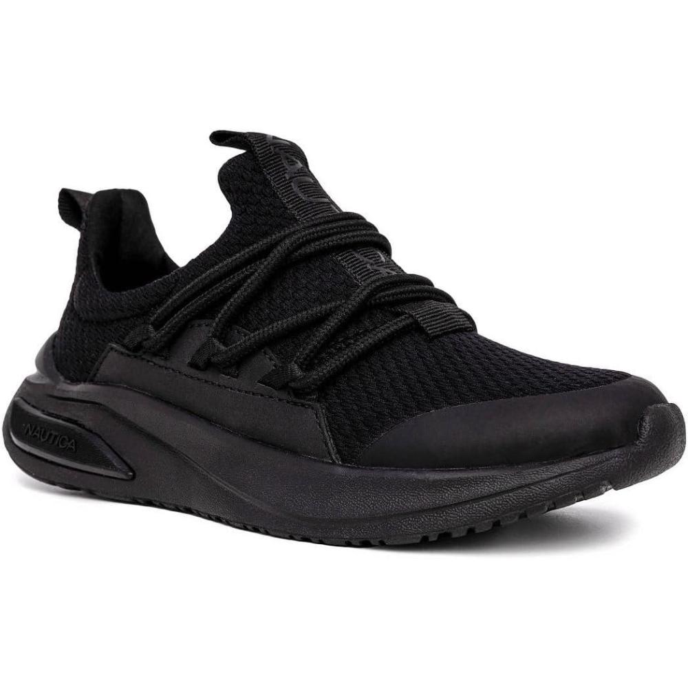 imageNautica Kids Athletic SlipOn Sneakers Comfortable Bungee Running Shoes for Boys and Girls Stylish and Supportive Footwear for Active Kids Big KidLittle KidToddlerBlack Mono