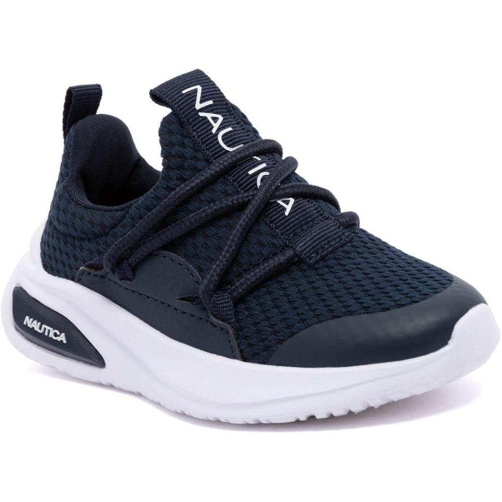 imageNautica Kids Athletic SlipOn Sneakers Comfortable Bungee Running Shoes for Boys and Girls Stylish and Supportive Footwear for Active Kids Big KidLittle KidToddlerNavyswimm