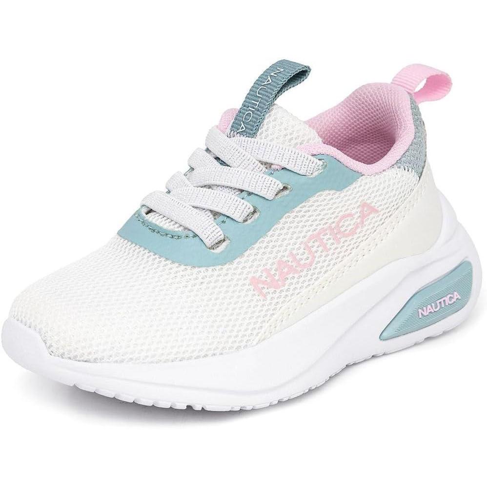 imageNautica Kids Athletic SlipOn Sneakers Comfortable Bungee Running Shoes for Boys and Girls Stylish and Supportive Footwear for Active Kids Big KidLittle KidToddlerWhite Blue Pink