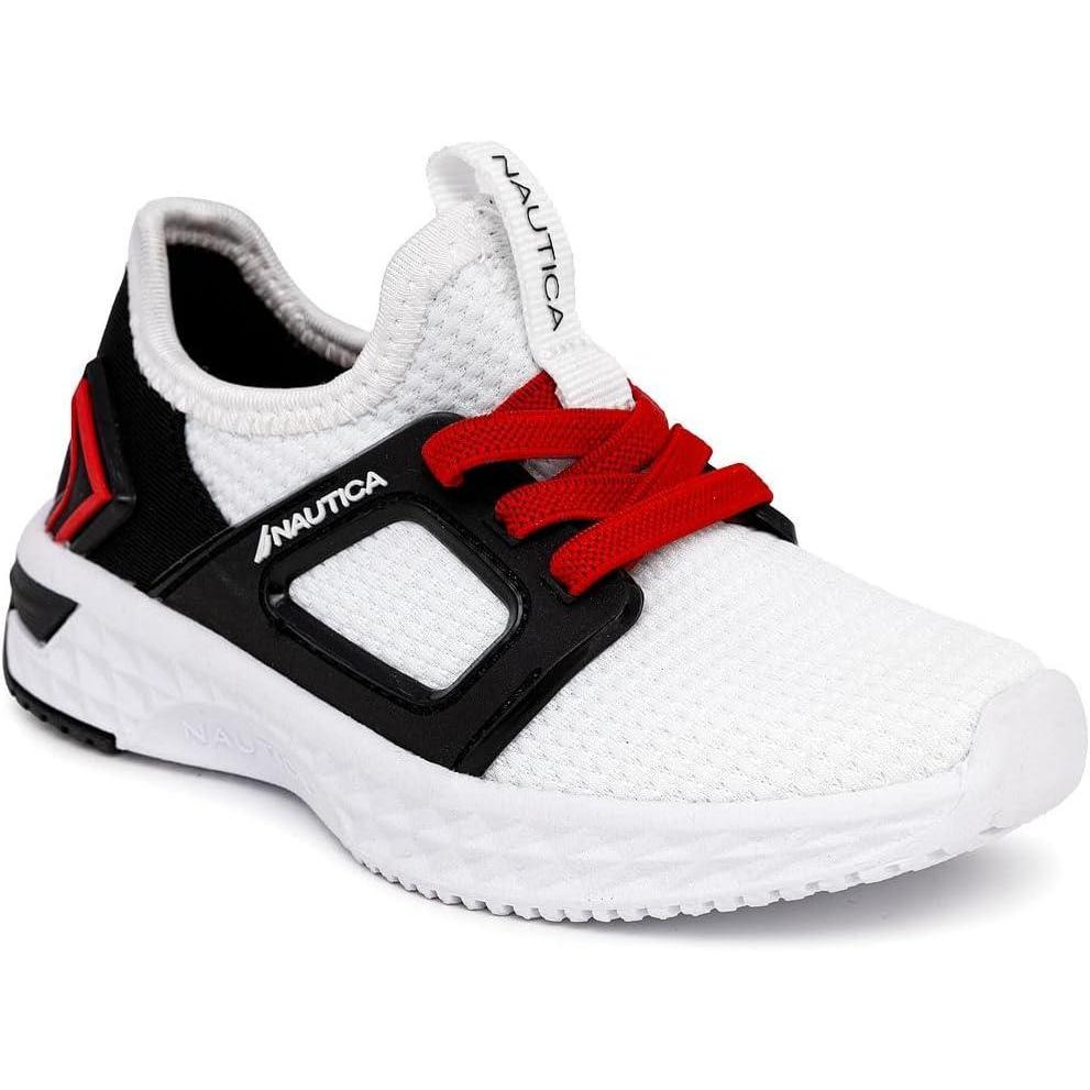 imageNautica Kids Athletic SlipOn Sneakers Comfortable Bungee Running Shoes for Boys and Girls Stylish and Supportive Footwear for Active Kids Big KidLittle KidToddlerWhite Black Red