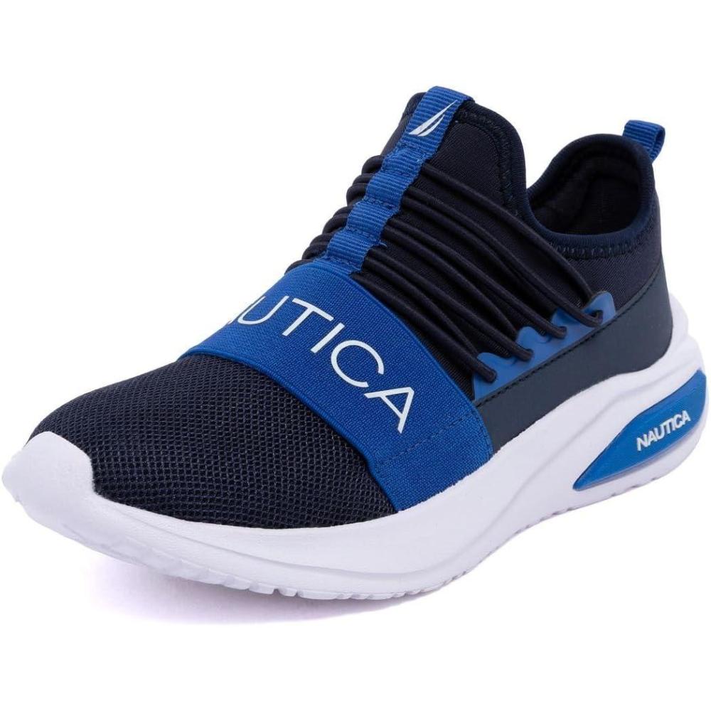 imageNautica Kids Athletic SlipOn Sneakers Comfortable Bungee Running Shoes for Boys and Girls Stylish and Supportive Footwear for Active Kids Big KidLittle KidToddlerNavy Cobaltsummr