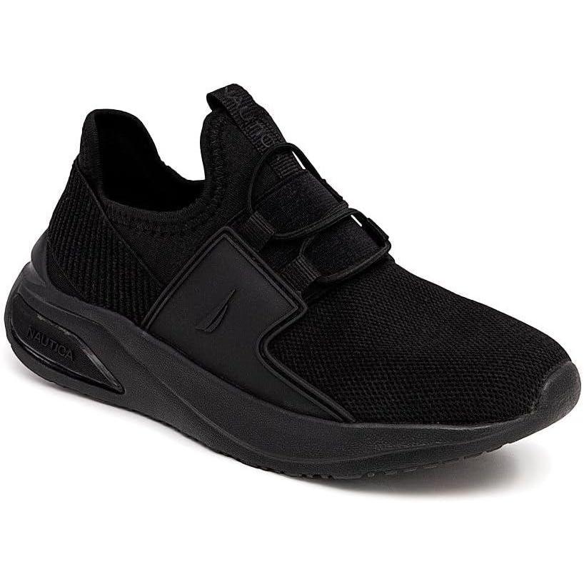 imageNautica Kids Athletic SlipOn Sneakers Comfortable Bungee Running Shoes for Boys and Girls Stylish and Supportive Footwear for Active Kids Big KidLittle KidToddlerBlack Mono 2