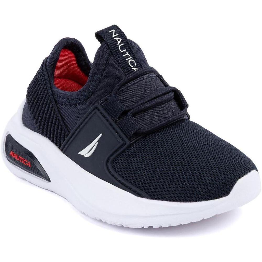 imageNautica Kids Athletic SlipOn Sneakers Comfortable Bungee Running Shoes for Boys and Girls Stylish and Supportive Footwear for Active Kids Big KidLittle KidToddlerNavy Redmolded