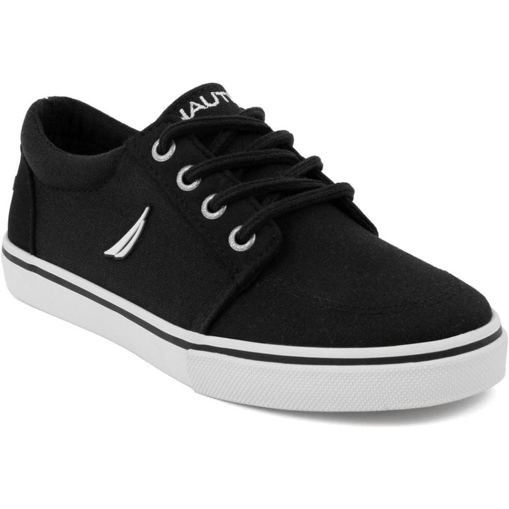 imageNautica Kids Boys LaceUp Fashion Sneakers LowTop Dress Shoes for Youth Big KidLittle KidBlack Canvas