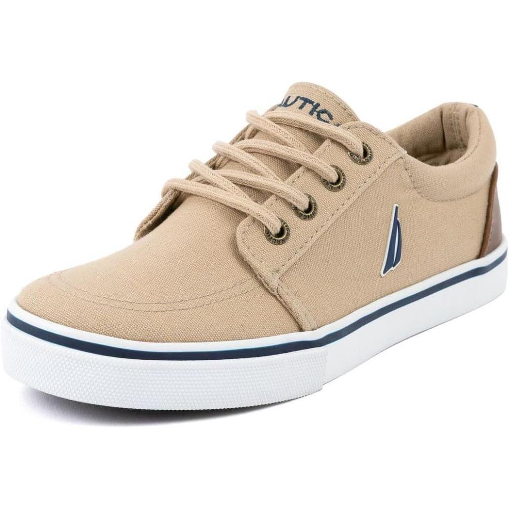 imageNautica Kids Boys LaceUp Fashion Sneakers LowTop Dress Shoes for Youth Big KidLittle KidBoat House Brown