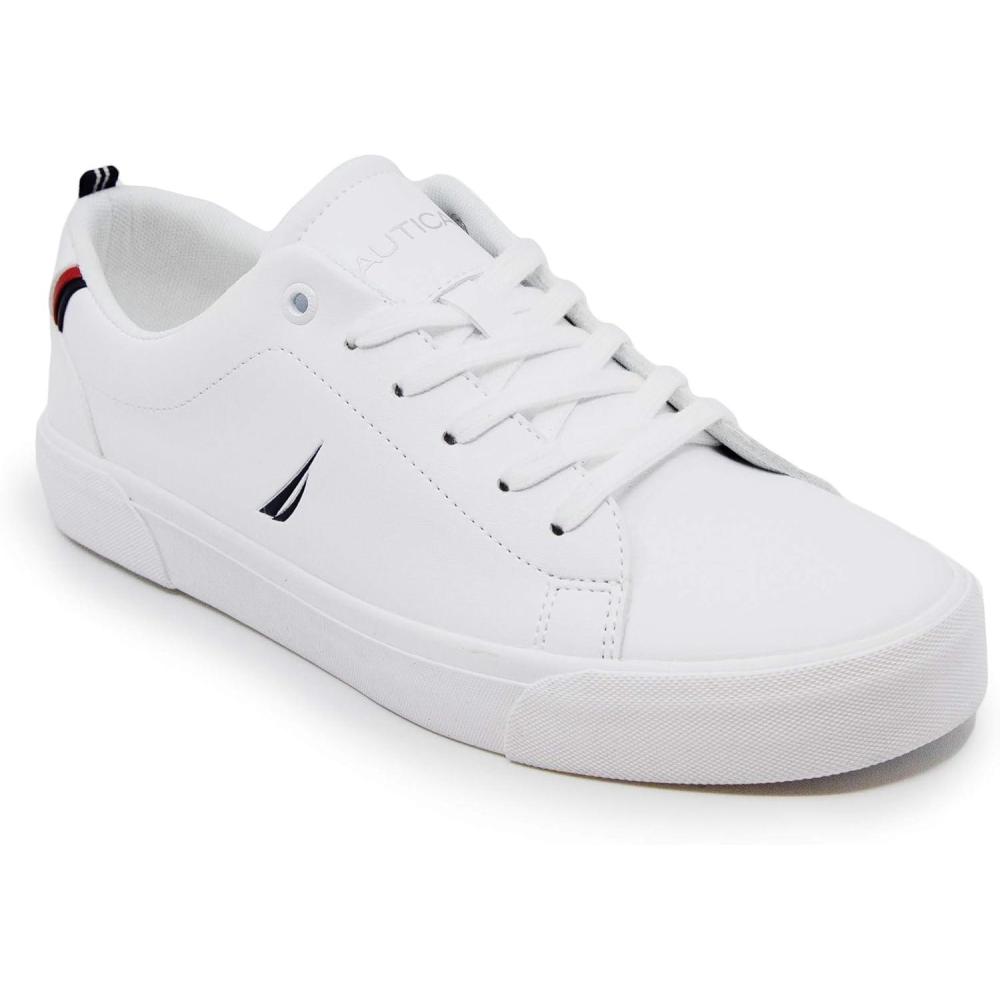 imageNautica Kids Boys LaceUp Fashion Sneakers LowTop Dress Shoes for Youth Big KidLittle KidWhite Graves