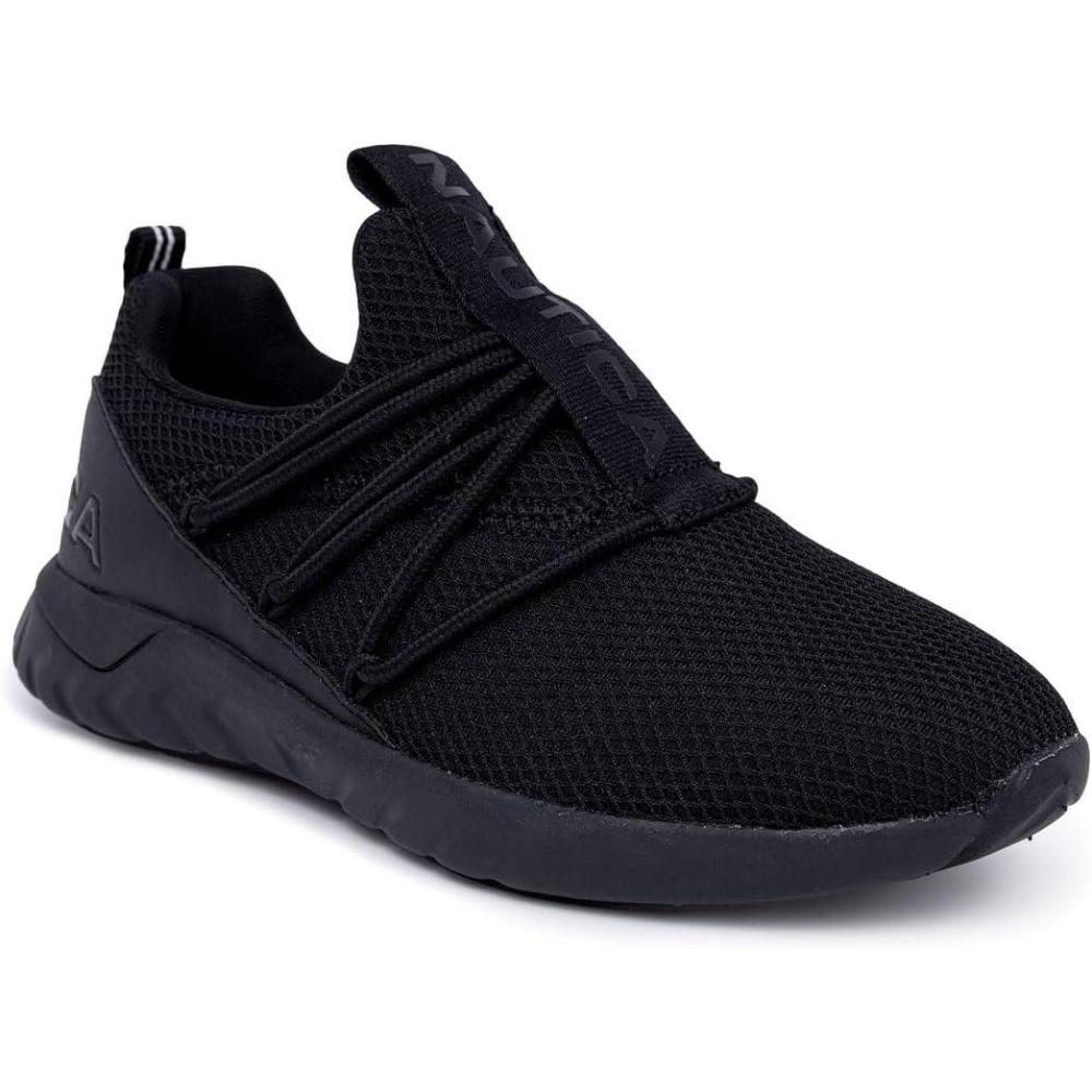 imageNautica Kids Boys and Girls Athletic SlipOn Sneakers Lightweight Bungee Running Shoes for Toddler Little Kid and Big KidBentonblack Mono
