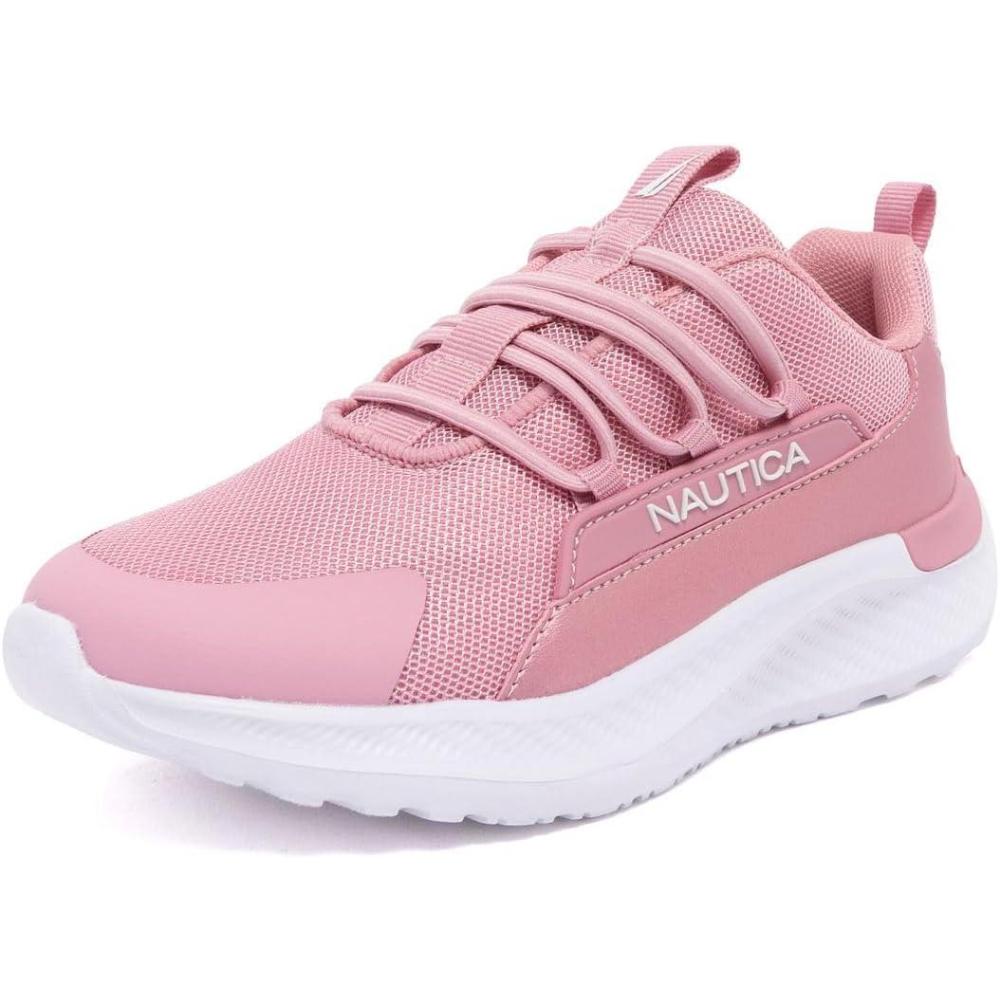 imageNautica Kids Boys and Girls Athletic SlipOn Sneakers Lightweight Bungee Running Shoes for Toddler Little Kid and Big KidMauve Metallic