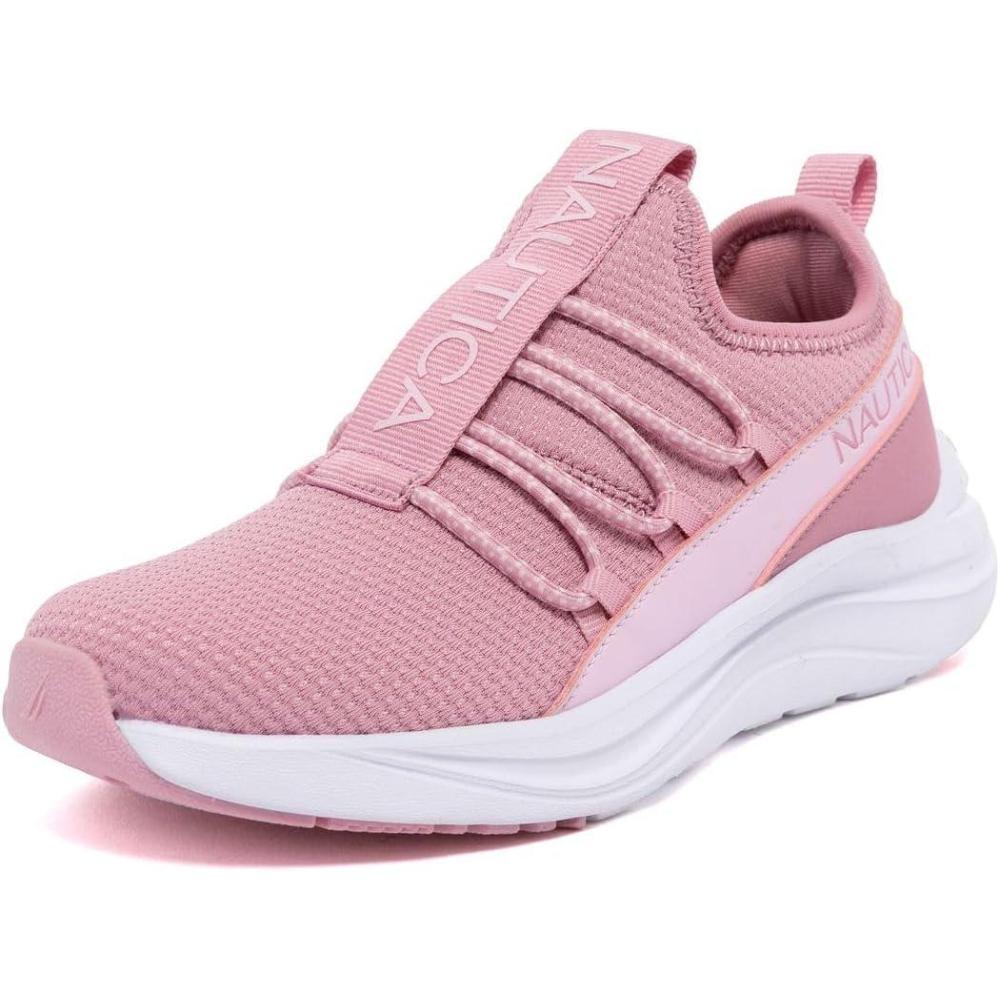 imageNautica Kids Boys and Girls Athletic SlipOn Sneakers Lightweight Bungee Running Shoes for Toddler Little Kid and Big KidPink on Pinkseabert