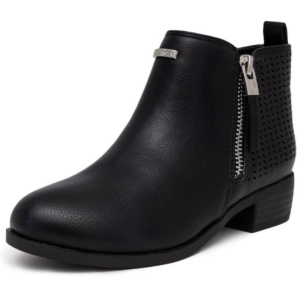 imageNautica Kids Girls Ankle Bootie With Side Buckle and Zipper Dress Boot For Youth amp Toddler ToddlerLittleBig KidsInara Black