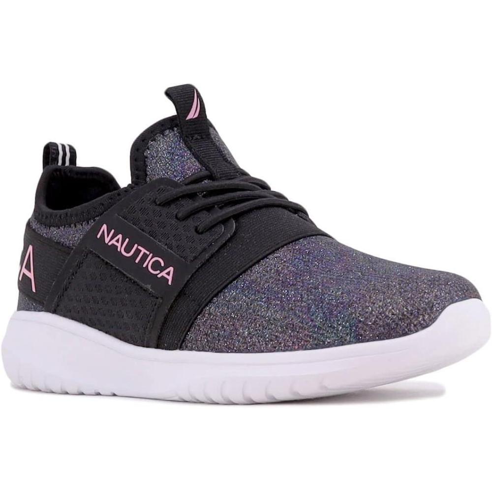 imageNautica Kids Girls Metallic Fashion Sneaker LaceUp Athletic Running Shoe I kappil I Big Kid Little Kid ToddlerBlack Oil Slick Meshkappil 4