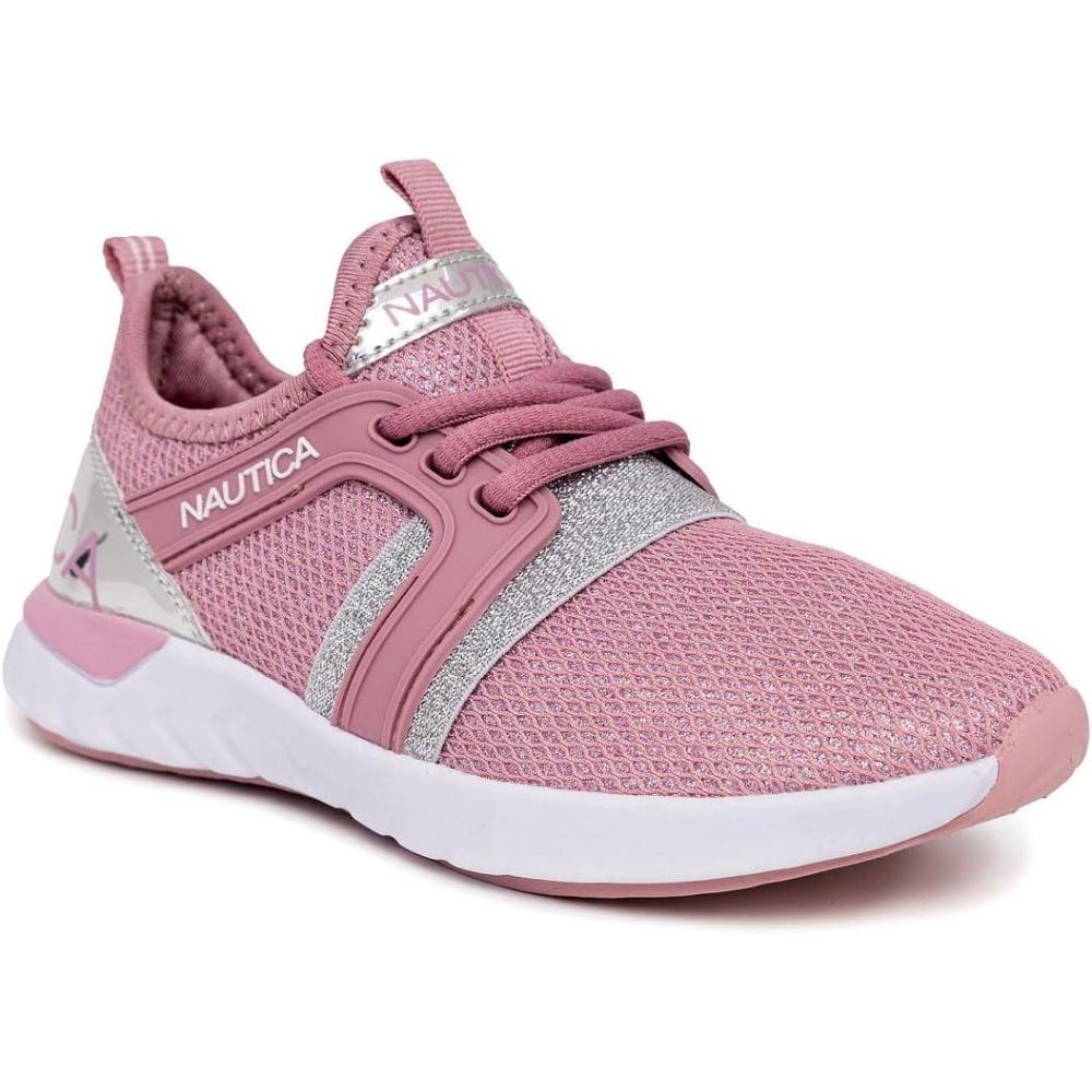 imageNautica Kids Girls Metallic Fashion Sneaker LaceUp Athletic Running Shoe I kappil I Big Kid Little Kid ToddlerPink Silver