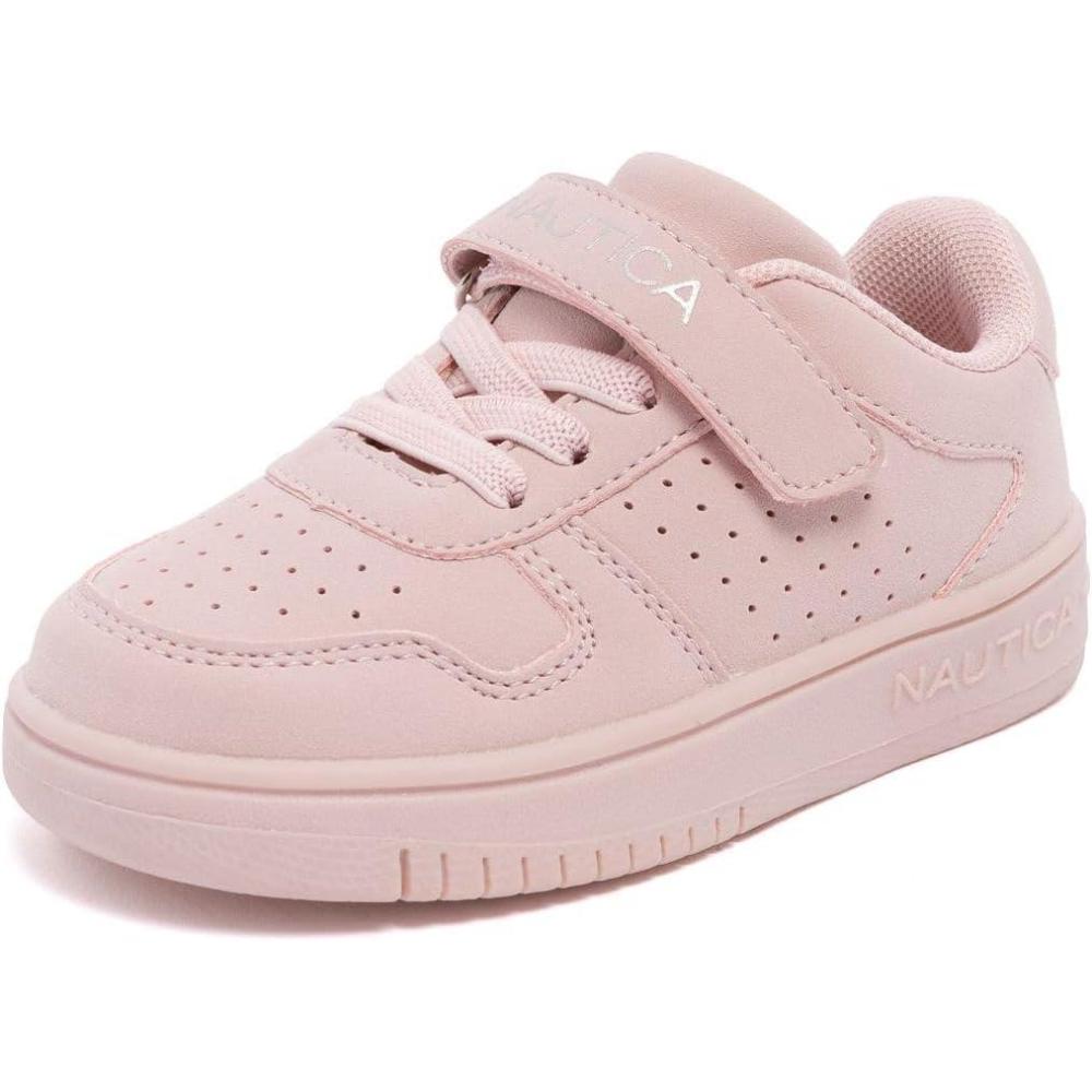 imageNautica Kids Girls Sneakers with Adjustable Strap and Bungee Straps Comfortable Casual Shoes ToddlerLittle KidBlushstafford