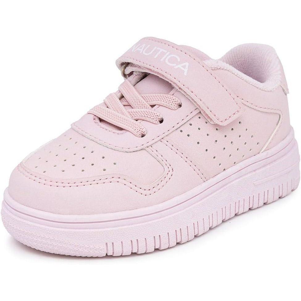 imageNautica Kids Girls Sneakers with Adjustable Strap and Bungee Straps Comfortable Casual Shoes ToddlerLittle KidLight Blush Ivan