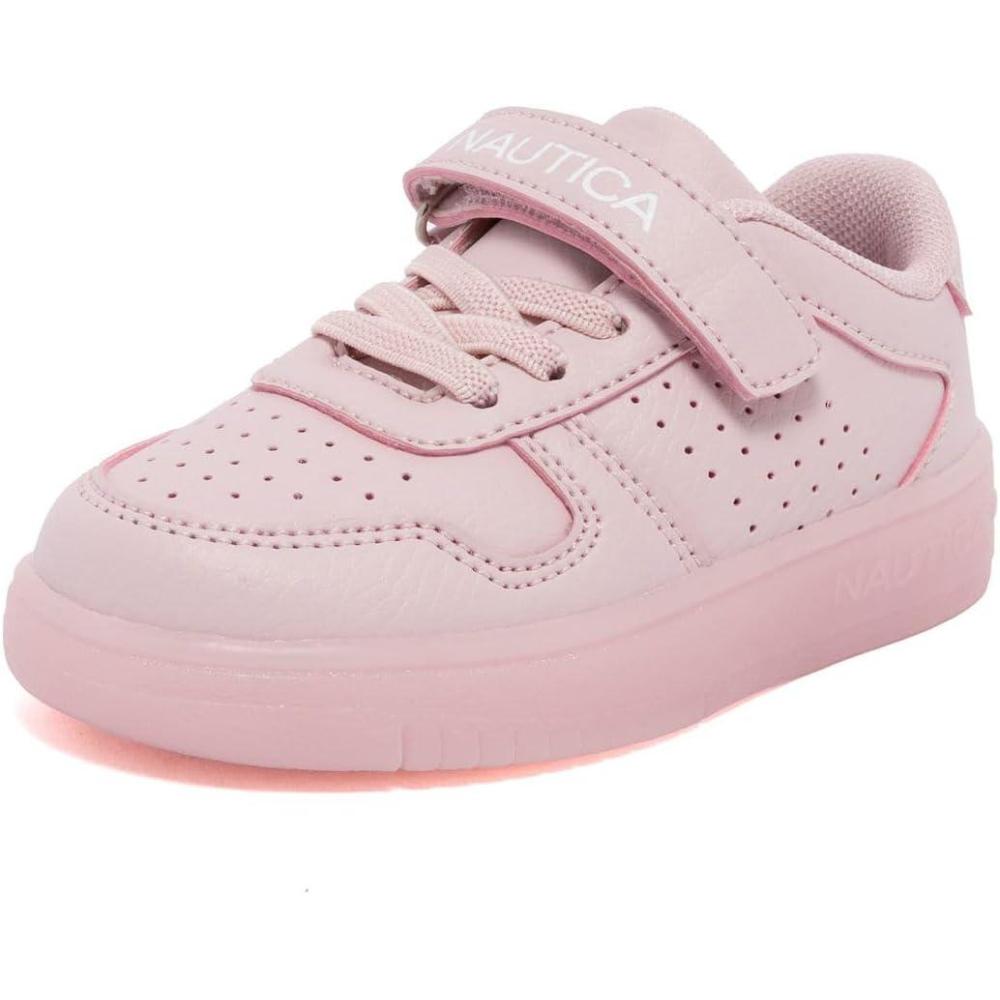 imageNautica Kids Girls Sneakers with Adjustable Strap and Bungee Straps Comfortable Casual Shoes ToddlerLittle KidPinkstafford