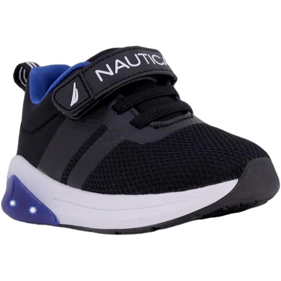imageNautica Kids LightUp Flashing Sneaker Athletic Running Shoes with Strap Fashionable and Fun for Boys and Girls Available in Toddler and Little Kid SizesBlack Cobaltbuoylights