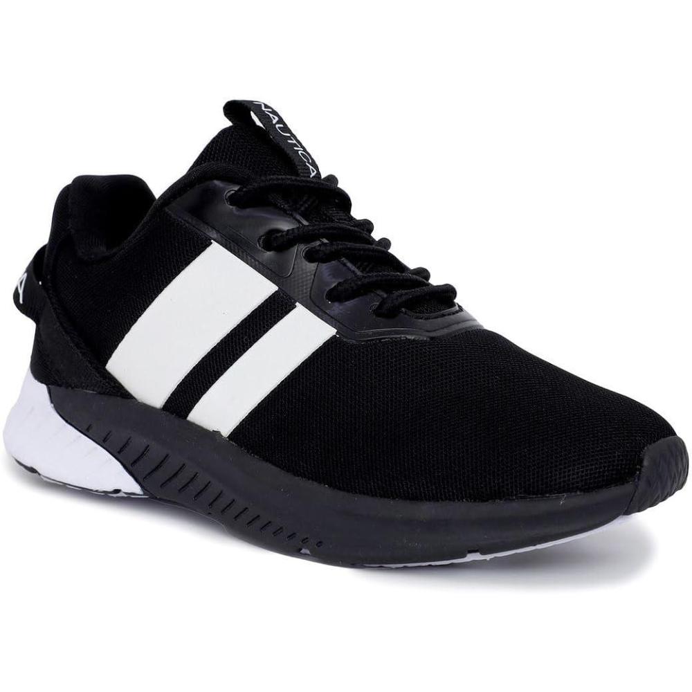 imageNautica Kids Running Sneakers  Comfortable Shoes for Boys and Girls  Sizes for Big amp Little Kids LaceUpBungee ManalapinBlack Whitemanalapin