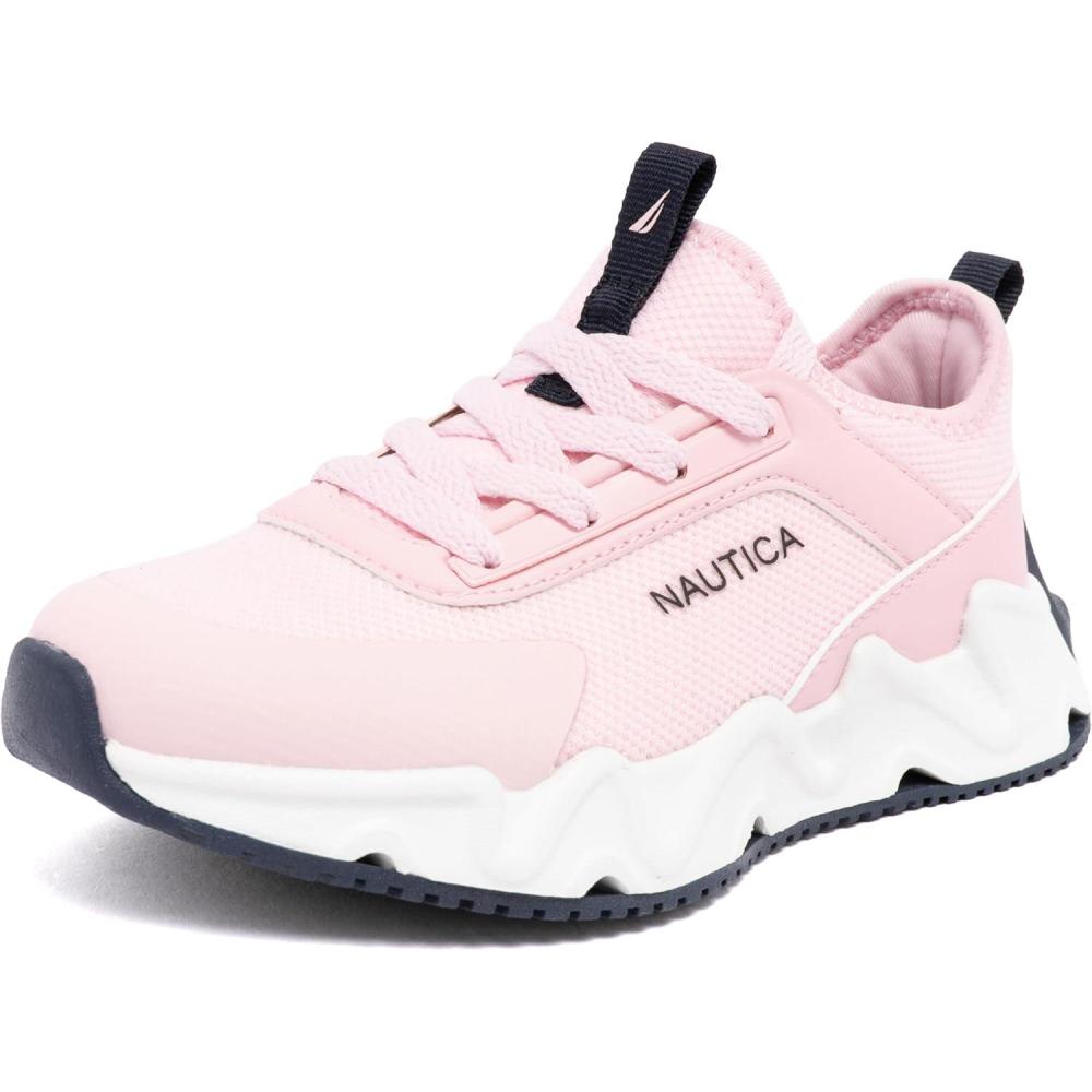 imageNautica Kids Running Sneakers Comfortable Shoes for Boys and Girls Sizes for Big amp Little Kids LaceUpBungee ManalapinPink Navy