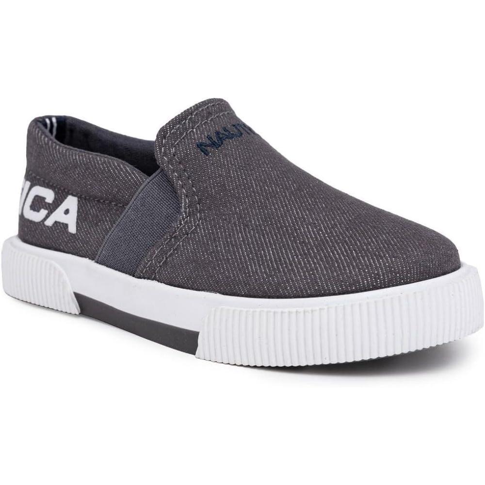 imageNautica Kids SlipOn Sneakers Casual LowTop Shoes for Boys and Girls Comfortable Athletic Style for School Play and Everyday Wear ToddlerLittle KidBig Kid SizesGrey Denim