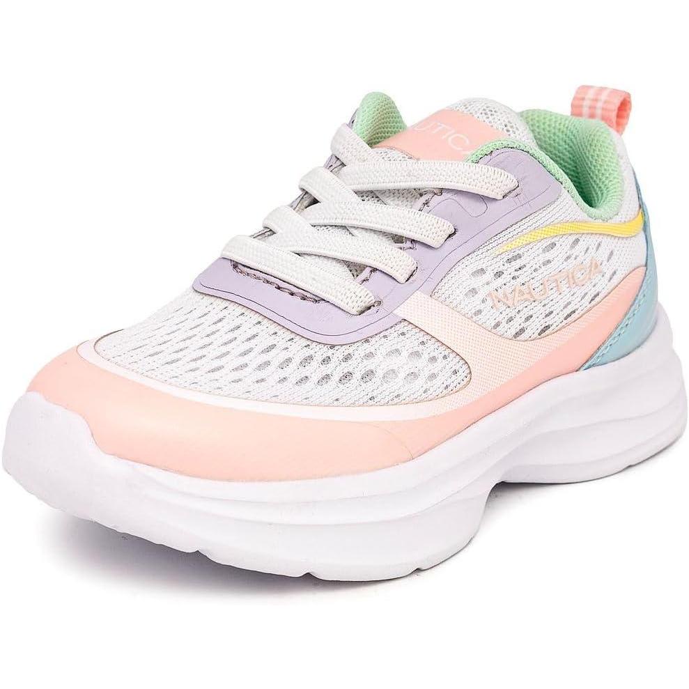 imageNautica Kids Sneakers for Boys amp Girls Max Cushion Fashion Running amp Walking Shoes LaceUpBungee ToddlerLittle KidBig KidWhite Pastel