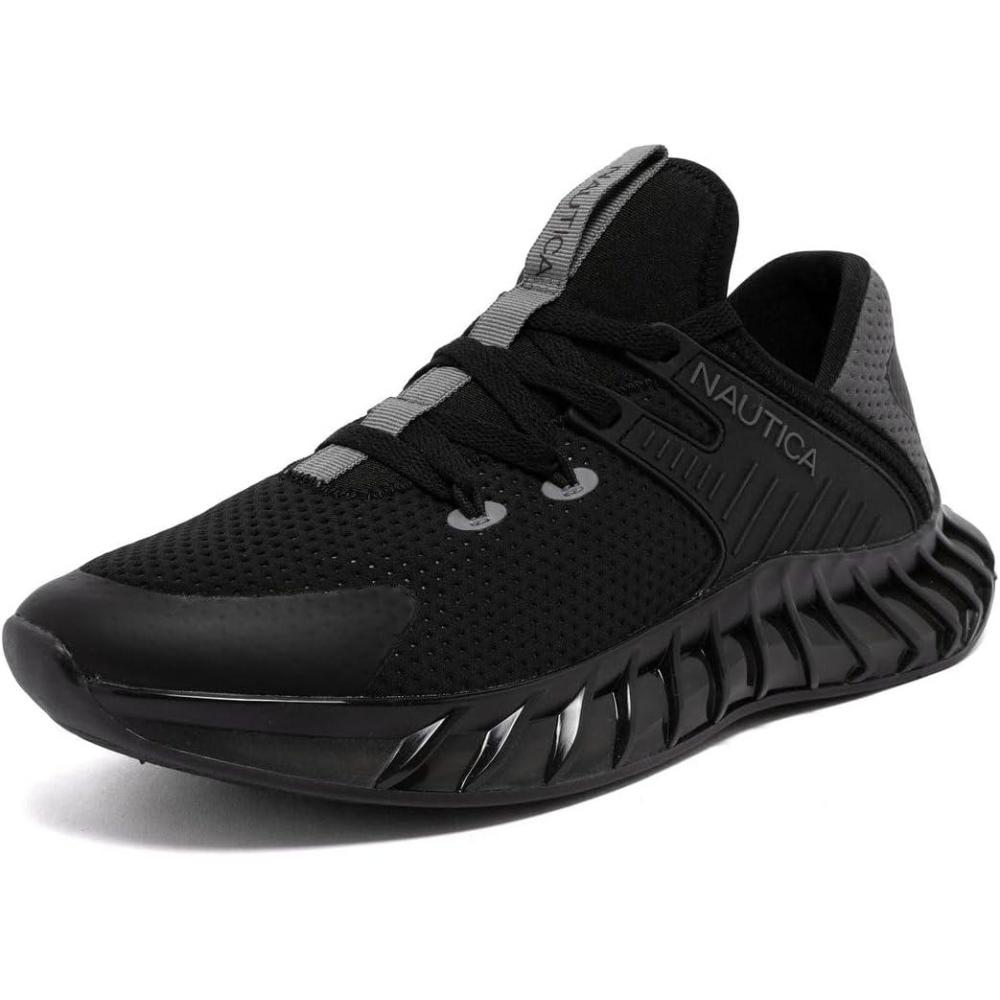 imageNautica Mens Casual Fashion Sneakers Lightweight LaceUp Athletic Walking Shoes for Gym amp Tennis ComfortableBlack Charcoalkediri